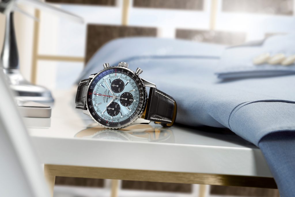 Breitling Navitimer B01 Chronograph 43_ice-blue dial and black alligator leather strap_Ref. AB0138241C1P1_RGB